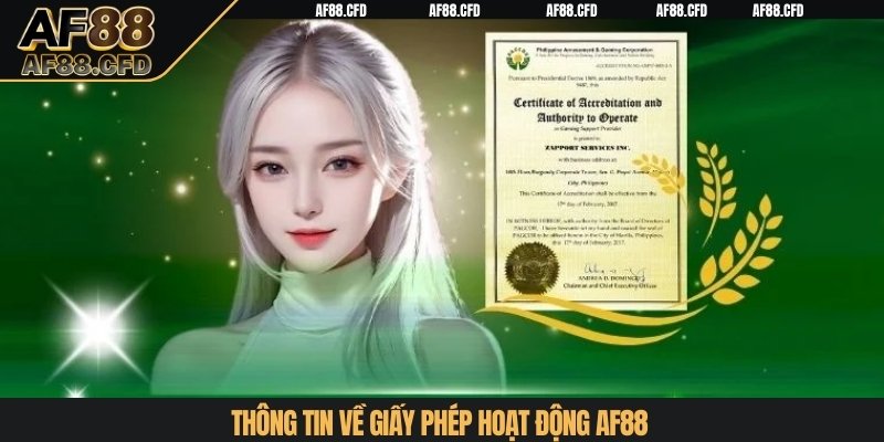 Thông tin về giấy phép hoạt động AF88